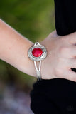 Paparazzi "Natural Environment" Red Stone Silver Tone Cuff Bracelet Paparazzi Jewelry