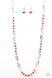 Paparazzi "Sparkling Sophistication" RETIRED Red Crystal Like Bead Silver Necklace & Earring Set Paparazzi Jewelry