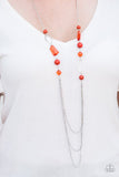 Paparazzi "Jewel Jackpot" Orange Jewel Bead Silver Tone Necklace & Earring Set Paparazzi Jewelry