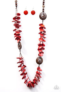 Paparazzi "Greetings From Tahiti" Red Necklace & Earring Set Paparazzi Jewelry