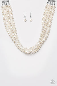 Paparazzi "Vintage Romance" White Choker Necklace & Earring Set Paparazzi Jewelry