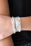 Paparazzi "Grand Slam Shimmer" White Wrap Bracelet Paparazzi Jewelry