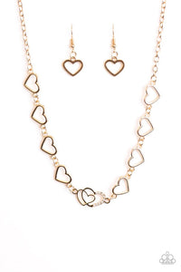 Paparazzi "Dear Heart" Gold Necklace & Earring Set Paparazzi Jewelry