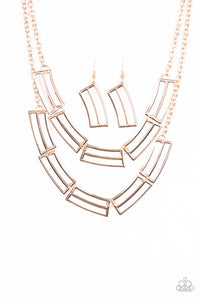 Paparazzi "Right On Track" Gold Necklace & Earring Set Paparazzi Jewelry