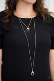 Paparazzi "Chic On Fleek" Gold Chain White Faux Pearl Fringe Lanyard Necklace & Earring Set Paparazzi Jewelry