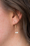 Paparazzi "Chic On Fleek" Gold Chain White Faux Pearl Fringe Lanyard Necklace & Earring Set Paparazzi Jewelry