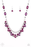 Paparazzi "HUEs She?" FASHION FIX Purple Opaque Silver Necklace & Earring Set Paparazzi Jewelry