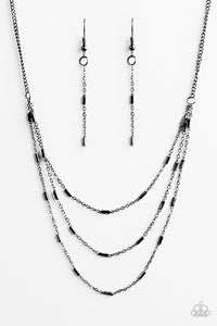 Paparazzi "Modestly Metro" Black Necklace & Earring Set Paparazzi Jewelry