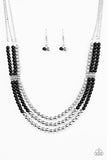 Paparazzi "Just BEAD You" Silver Black & Gray Bead Necklace & Earring Set Paparazzi Jewelry