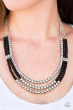 Paparazzi "Just BEAD You" Silver Black & Gray Bead Necklace & Earring Set Paparazzi Jewelry