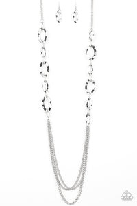 Paparazzi VINTAGE VAULT "Street Beat" Silver Necklace & Earring Set Paparazzi Jewelry