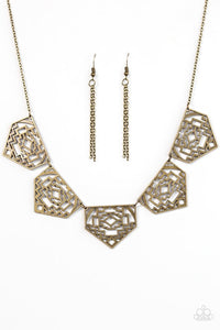 Paparazzi "Hacienda Heights" Brass Necklace & Earring Set Paparazzi Jewelry