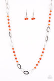 Paparazzi "Sparkling Sophistication" RETIRED Orange Crystal Like Bead Silver Necklace & Earring Set Paparazzi Jewelry