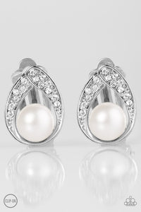 Paparazzi "Top Classic" White Clip On Earrings Paparazzi Jewelry