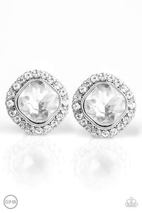 Paparazzi "Cinderella Shimmer" White Clip-On Earrings Paparazzi Jewelry