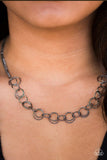 Paparazzi "One RING Leads To Another" Black Gunmetal Rings Necklace & Earring Set Paparazzi Jewelry