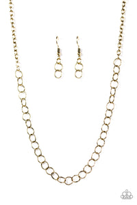 Paparazzi "Try On For Size" Brass Etched Link Necklace & Earring Set Paparazzi Jewelry