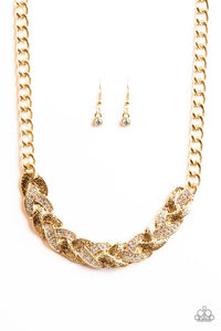 Paparazzi "Blind Side" Gold Necklace & Earring Set Paparazzi Jewelry