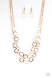 Paparazzi "HEX In Line" Gold Necklace & Earring Set Paparazzi Jewelry