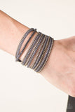 Paparazzi "Brave It Out" Silver Suede Gunmetal Stud Wrap Bracelet Paparazzi Jewelry