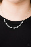 Paparazzi "Stay Sparkly" White Rhinestone Silver Tone Necklace & Earring Set Paparazzi Jewelry