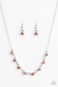 Paparazzi "Stay Sparkly" Orange Rhinestone Silver Tone Necklace & Earring Set Paparazzi Jewelry