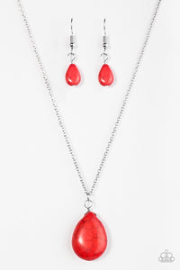 Paparazzi "Stone Solo" Red Necklace & Earring Set Paparazzi Jewelry
