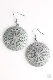 Paparazzi "Tranquil Travels" Silver Gray Finish Ornate Circular Earrings Paparazzi Jewelry