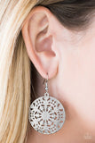 Paparazzi "Tranquil Travels" Silver Gray Finish Ornate Circular Earrings Paparazzi Jewelry