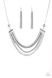 Paparazzi "High-Intensity" Silver  Necklace & Earring Set Paparazzi Jewelry