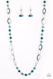 Paparazzi "Sparkling Sophistication" Blue Crystal Like Bead Silver Necklace & Earring Set Paparazzi Jewelry