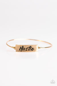 Paparazzi "Hustle Hard" Gold HUSTLE Engraved Bangle Bracelet Paparazzi Jewelry
