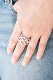 Paparazzi "Lay on the Shimmer" Silver Tone White Rhinestones Ring Paparazzi Jewelry