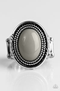 Paparazzi "HUE Do You Think You Are?" Silver Gray Bead Shimmery Silver Ring Paparazzi Jewelry
