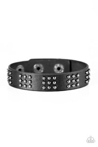 Paparazzi "Oh Boy" Black Leather Gunmetal Bead Leather Urban Wrap Bracelet Unisex Paparazzi Jewelry