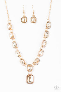 Paparazzi "The Right To Remain Sparkly" Gold 156JC Necklace and Earring Set Paparazzi Jewelry