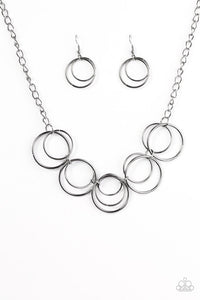 Paparazzi "CIRCLE du Soleil" Black Necklace & Earring Set Paparazzi Jewelry