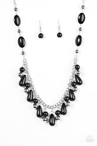 Paparazzi "HUEs She?" Black Bead Silver Tone Chain Necklace & Earring Set Paparazzi Jewelry