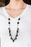 Paparazzi "HUEs She?" Black Bead Silver Tone Chain Necklace & Earring Set Paparazzi Jewelry