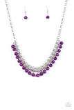 Paparazzi "Coyly Colorful" Purple Bead Fringe Silver Necklace & Earring Set Paparazzi Jewelry