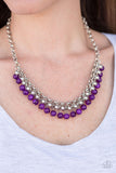 Paparazzi "Coyly Colorful" Purple Bead Fringe Silver Necklace & Earring Set Paparazzi Jewelry