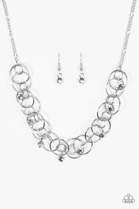 Paparazzi "You Can't Handle The Sparkle" Silver Necklace & Earring Set Paparazzi Jewelry