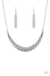 Paparazzi "Going So MOON?" Silver Necklace & Earring Set Paparazzi Jewelry