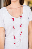 Paparazzi "In Your GLEAMS" Red Bead Shimmery Silver Necklace & Earring Set Paparazzi Jewelry