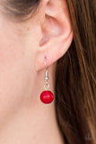 Paparazzi "In Your GLEAMS" Red Bead Shimmery Silver Necklace & Earring Set Paparazzi Jewelry