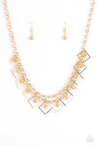 Paparazzi "GEO Down In History" Gold Necklace & Earring Set Paparazzi Jewelry
