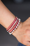 Paparazzi "You Talkin To Me?" Red Suede White Rhinestone Urban Wrap Bracelet Paparazzi Jewelry