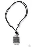 Paparazzi "Where No Man Has Gone Before" Black Leather Wrapped Silver Pendant Urban Necklace Unisex Paparazzi Jewelry