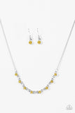 Paparazzi "Stay Sparkly" Yellow Rhinestone Silver Tone Necklace & Earring Set Paparazzi Jewelry