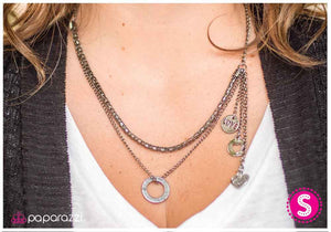 Paparazzi "Pulling at My Heartstrings" Gunmetal Necklace & Earring Set Paparazzi Jewelry